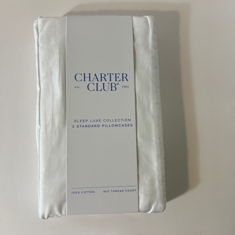 Charter Club Sleep Luxe Collection 2 Standard Pillowcases Cotton 800 TC NIP#1